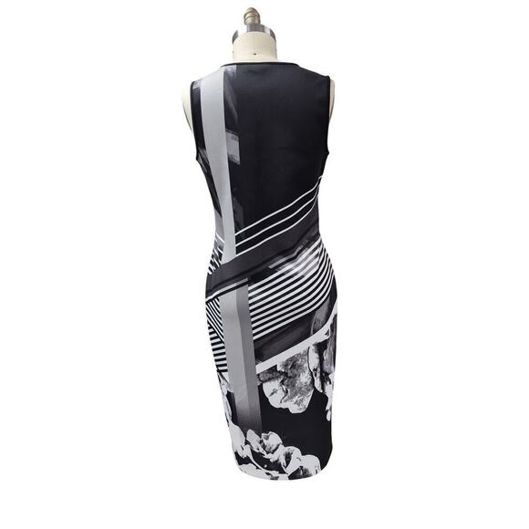 Apt 9 Polyester Spandex Dress Black/Gray/ White Sz 14 Body Con - Picture 4 of 6